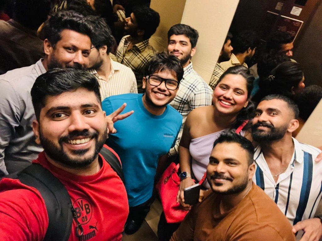 Celebrating with close friends