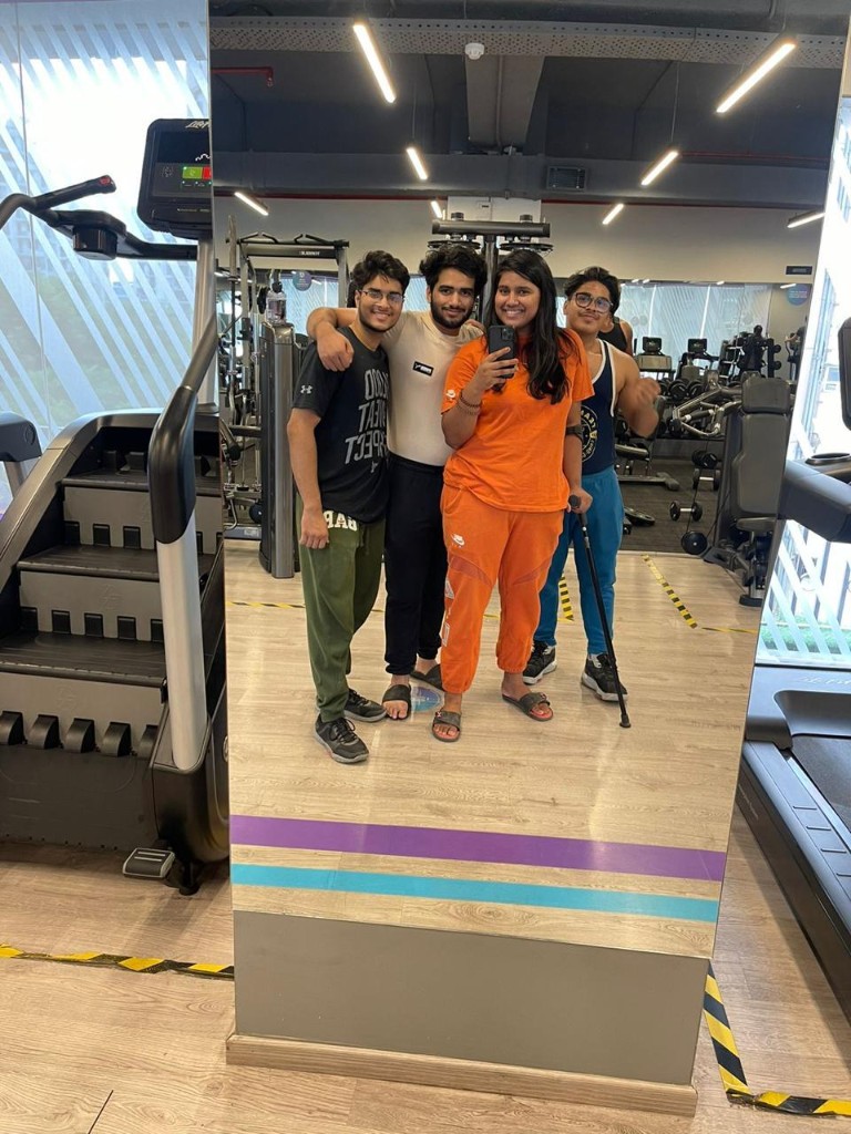Friends and family at the gym